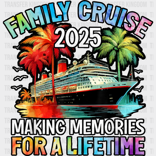 Family Cruise 2025 Red And Green Trees - Vacation DTF Transfer Adult Unisex - S & M (10’’) / Dark Color Design (See