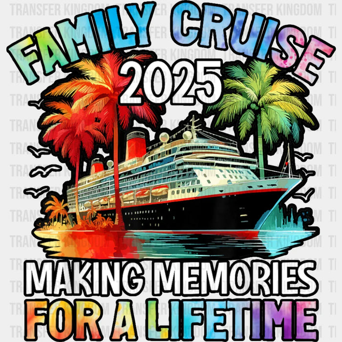 Family Cruise 2025 Red And Green Trees - Vacation DTF Transfer