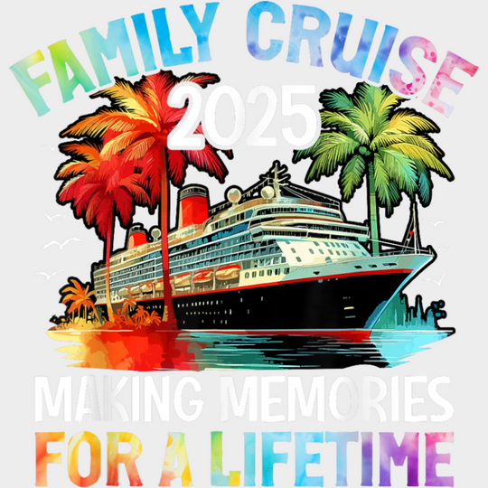 Family Cruise 2025 Red And Green Trees - Vacation DTF Transfer Adult Unisex - S & M (10’’) / Light Color Design (See