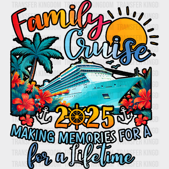 Family Cruise 2025 Red Flowers - Vacation DTF Transfer Adult Unisex - S & M (10’’) / Dark Color Design (See Imaging)
