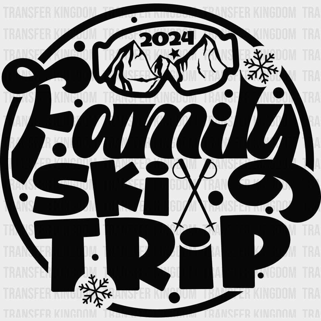 Family Ski Trip - Skiing Dtf Heat Transfer Unisex S & M (10’’) / Dark Color Design (See Imaging)