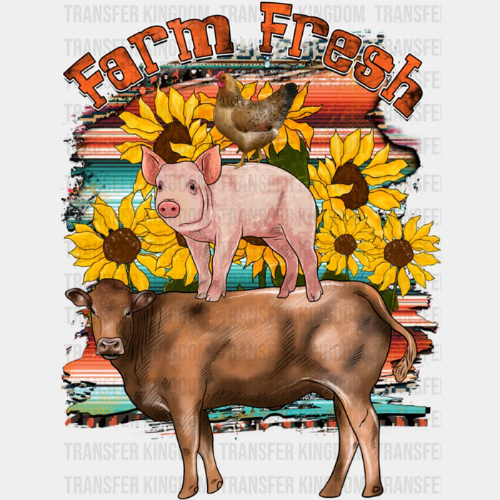 Farm Fresh Animals Sunflower Design - Farmer DTF heat transfer