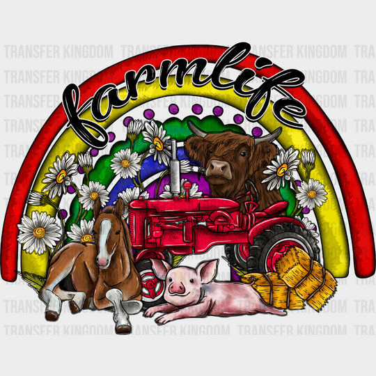 Farm Life Rainbow Design - Animals Iron On Dtf Transfer