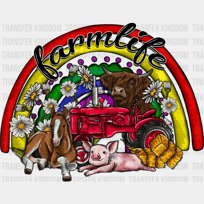Farm Life Rainbow Design - Farm Animals Iron On DTF Transfer