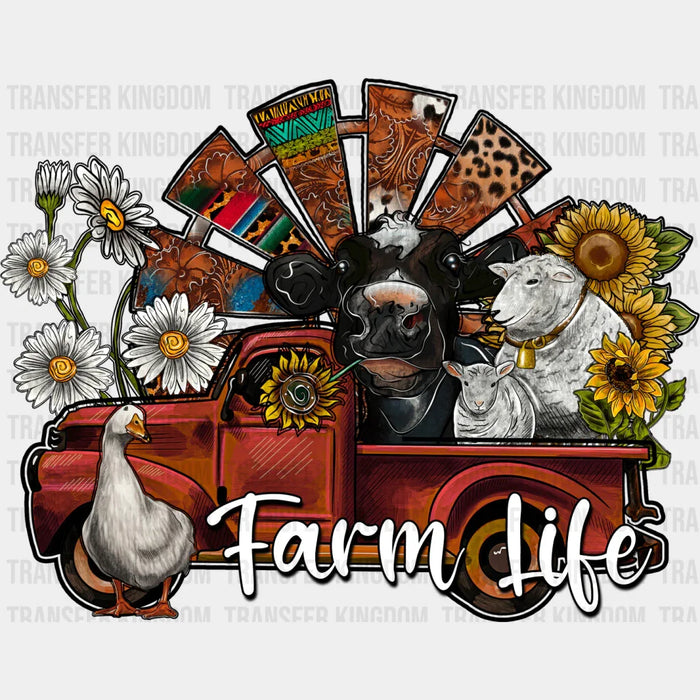 Farm Life Truck With Animals Design - Farm Animals Iron On DTF Transfer
