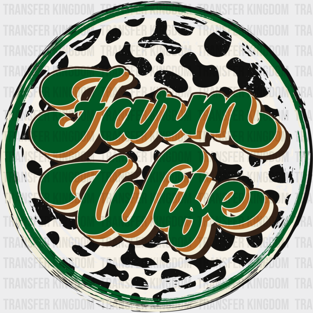 Farm Wife Green Circular Design - Farmer Dtf Transfer Unisex S & M (10’’) / Dark Color See Imaging