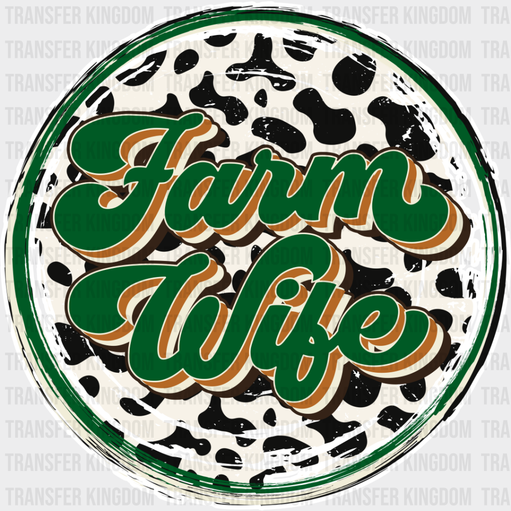 Farm Wife Green Circular Design - Farmer Dtf Transfer Unisex S & M (10’’) / Light Color See Imaging