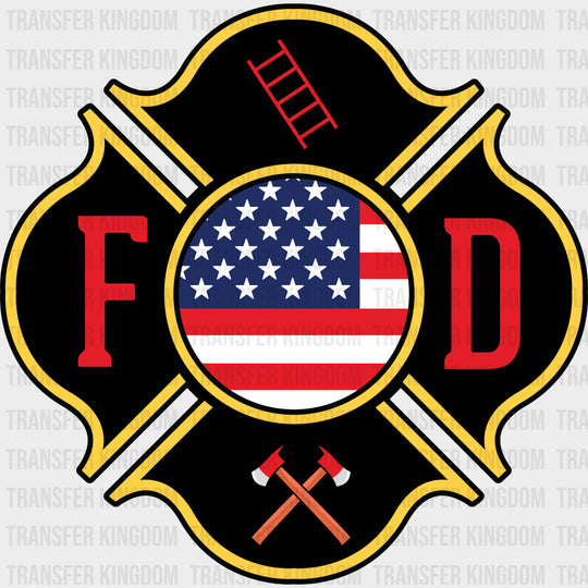 FD US Flag - Fire Department DTF Transfers