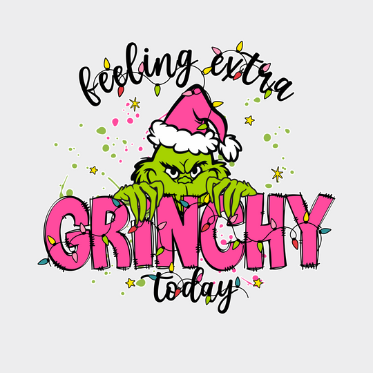 Feeling Extra Grinchy Christmas Design Dtf Heat Transfer Unisex - S & M ( 10 ) / Light Color See