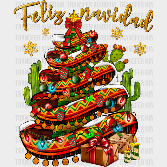 Feliz Navidad Cactus Design - Christmas Dtf Transfer