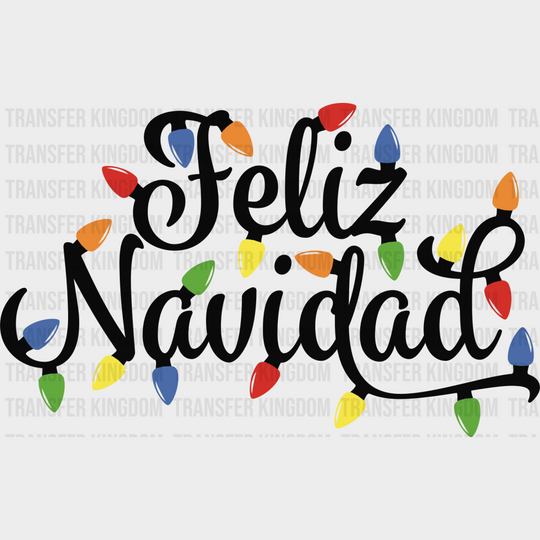 Feliz Navidad Colorful Lights - Christmas Dtf Transfer Unisex S & M (10’’) / Dark Color Design