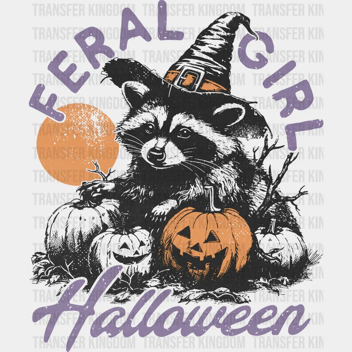Feral Girl Halloween Raccoon - Halloween DTF Transfer