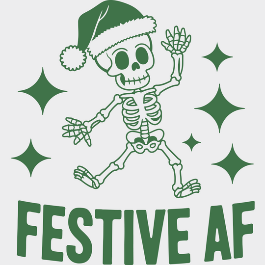 Festive AF - Christmas DTF Transfer Adult Unisex - S & M (10’’) / Green Color Design (See Imaging)