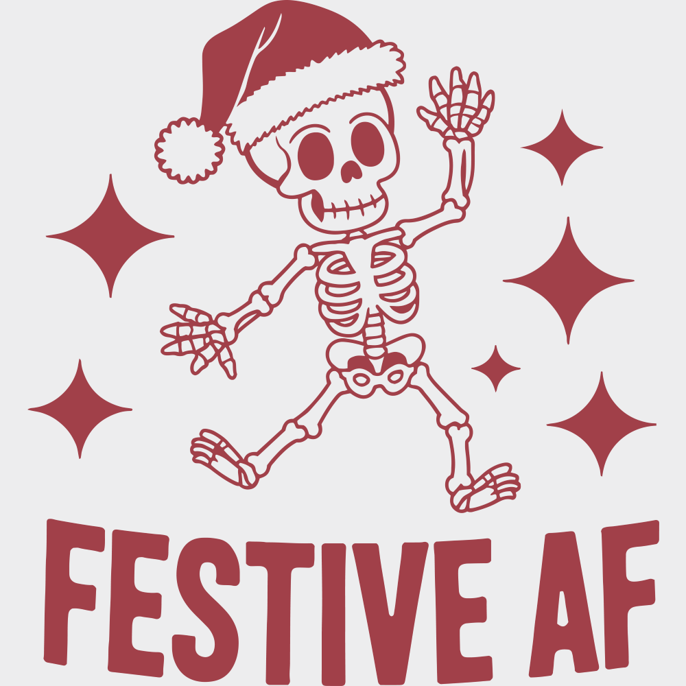 Festive AF - Christmas DTF Transfer Adult Unisex - S & M (10’’) / Red Color Design (See Imaging)