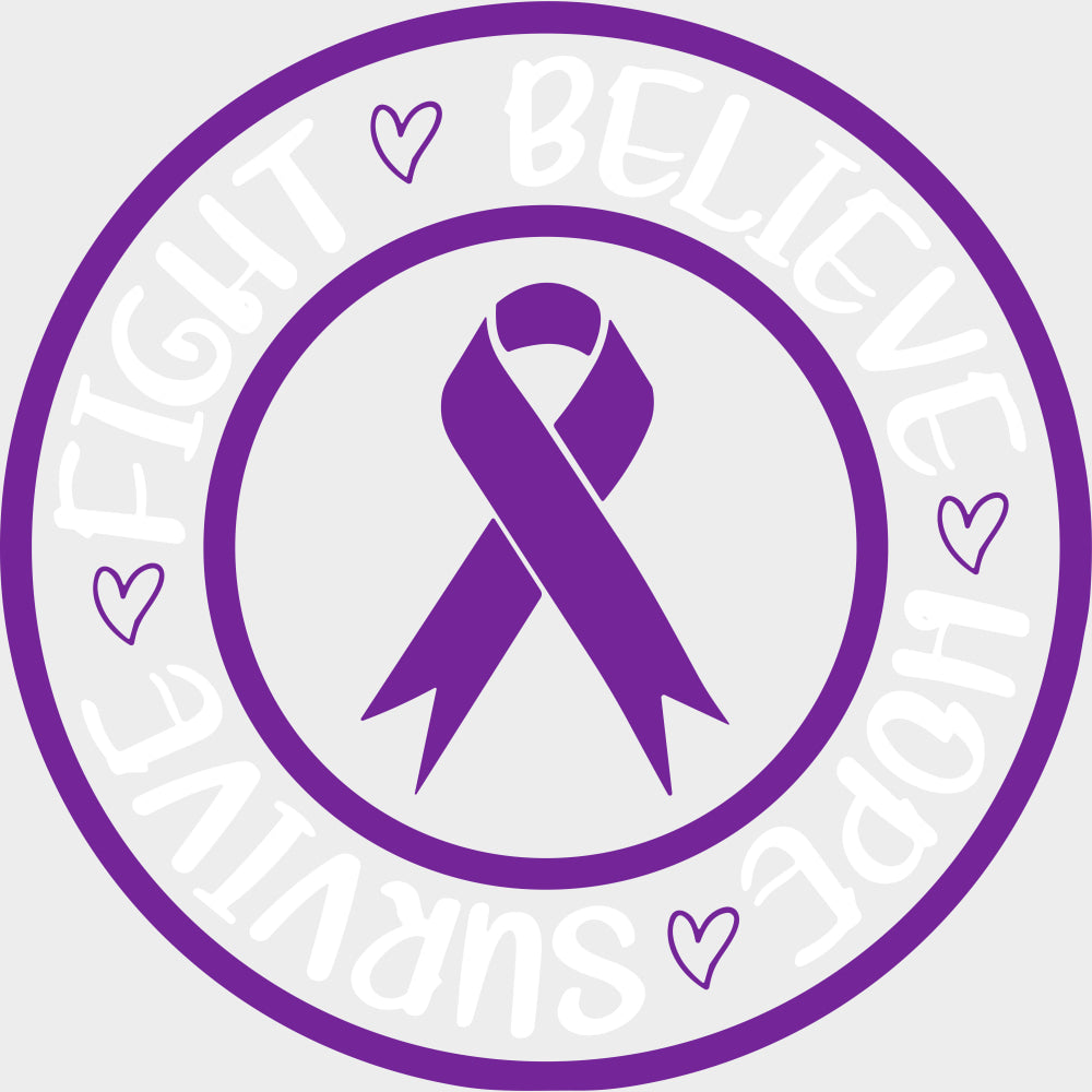 Fight Believe Hope Survive - Hodgkin’s Lymphoma Cancer DTF Transfers - Adult Unisex - S & M (10’’) / Light Color Design