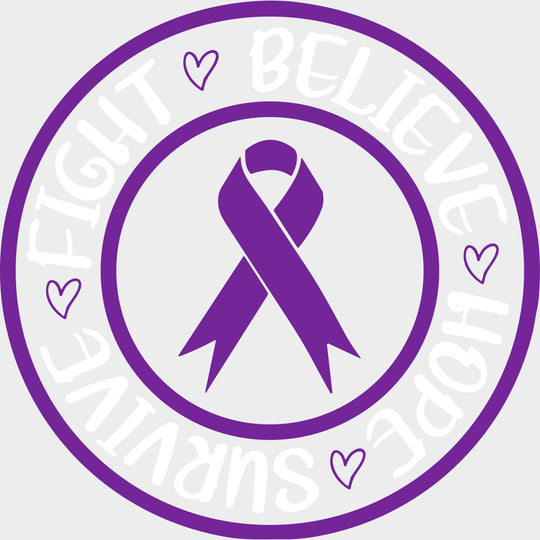 Fight Believe Hope Survive - Hodgkin’s Lymphoma Cancer DTF Transfers - Adult Unisex - S & M (10’’) / Light Color Design
