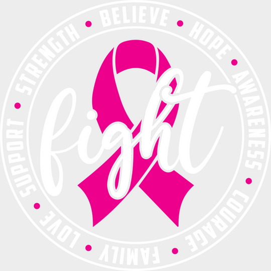 Fight Circular Design - Cancer DTF Transfer Unisex - S & M (10’’) Light Color Design (See Imaging)