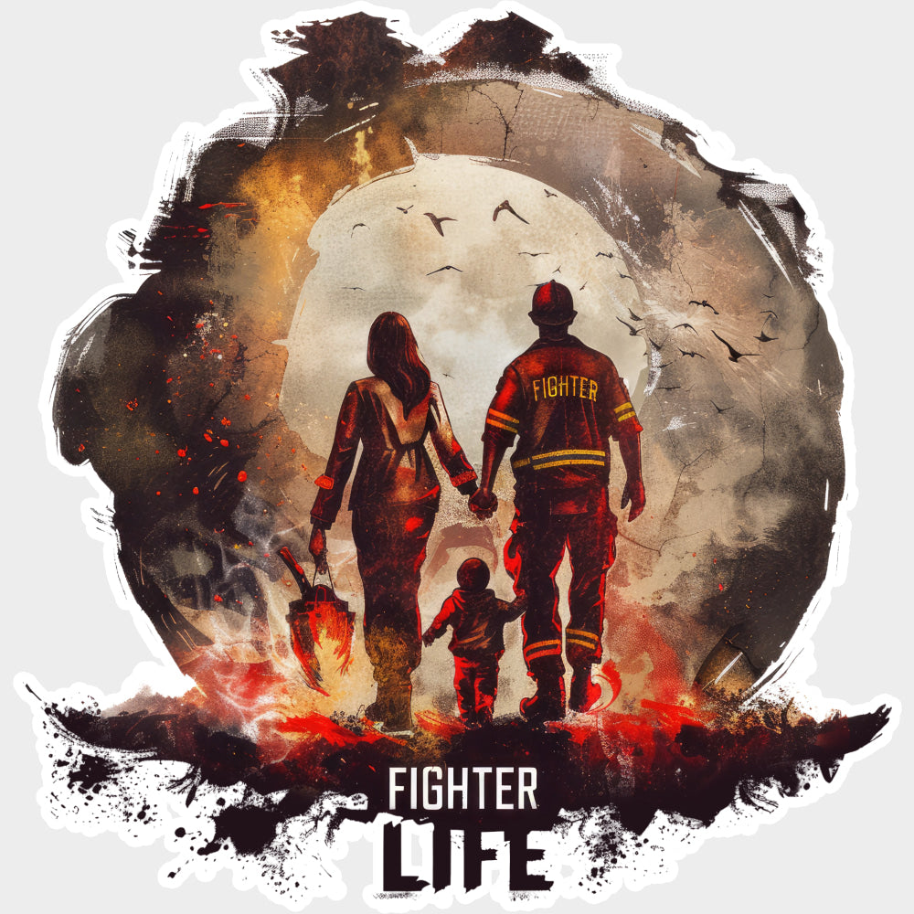 Fighter Life - Fire Department DTF Transfers Adult Unisex - S & M (10’’) / Light Color Design (See Imaging)