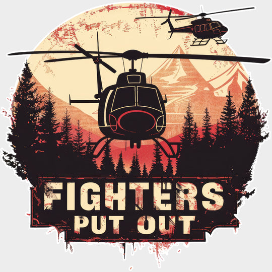 Fighters Put Out Helicopter - Fire Department DTF Transfers Adult Unisex - S & M (10’’) / Light Color Design (See