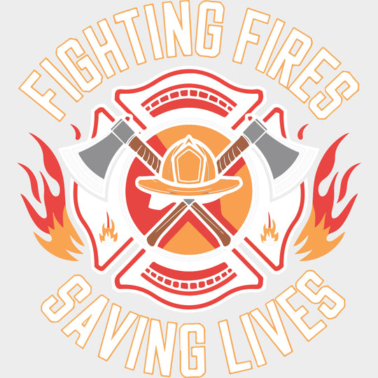 Fighting Fires Saving Lives - Fire Department DTF Transfers Adult Unisex - S & M (10’’) / Light Color Design (See