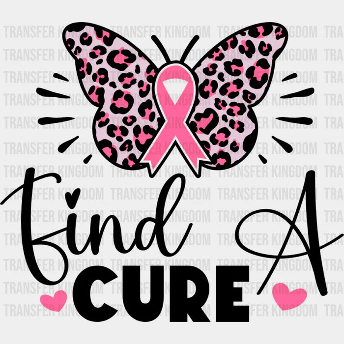 Find A Cure Butterfly Ribbon Heart - Cancer DTF Transfer