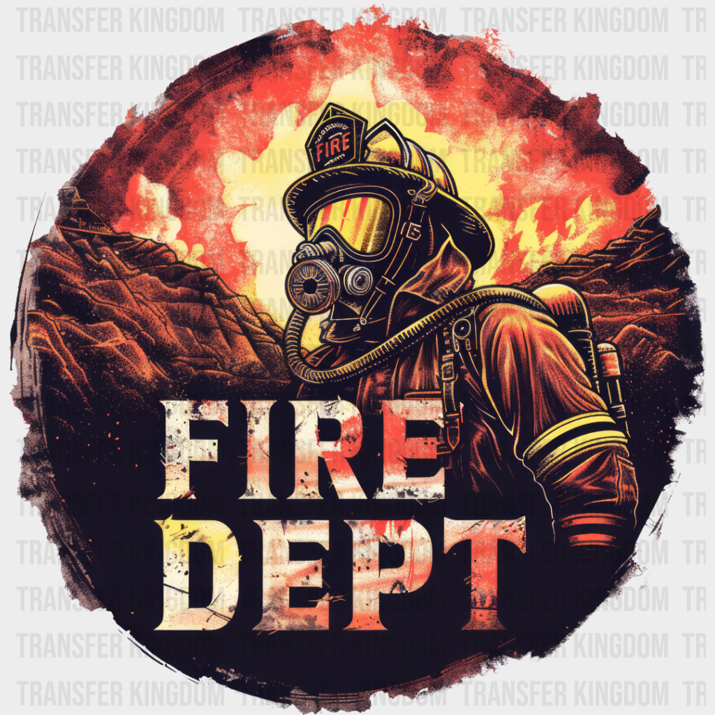 Fire Dept Circle Design - Firefighter Dtf Heat Transfer