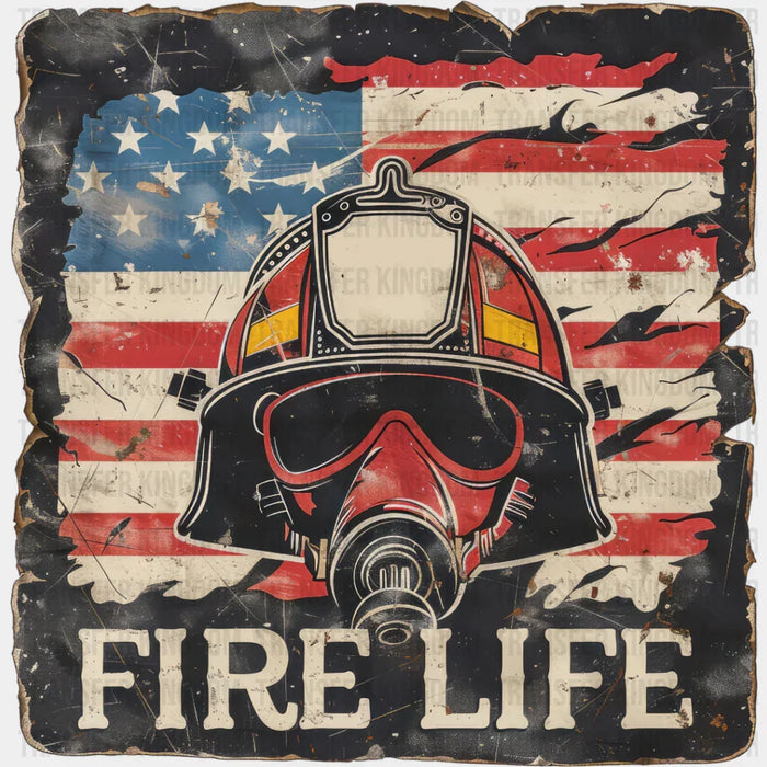 Fire Life US Flag Design - Firefighter DTF Heat Transfer