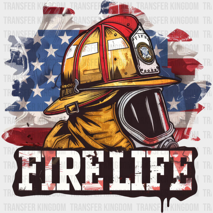 Fire Life USA Flag - Fire Department DTF Transfers