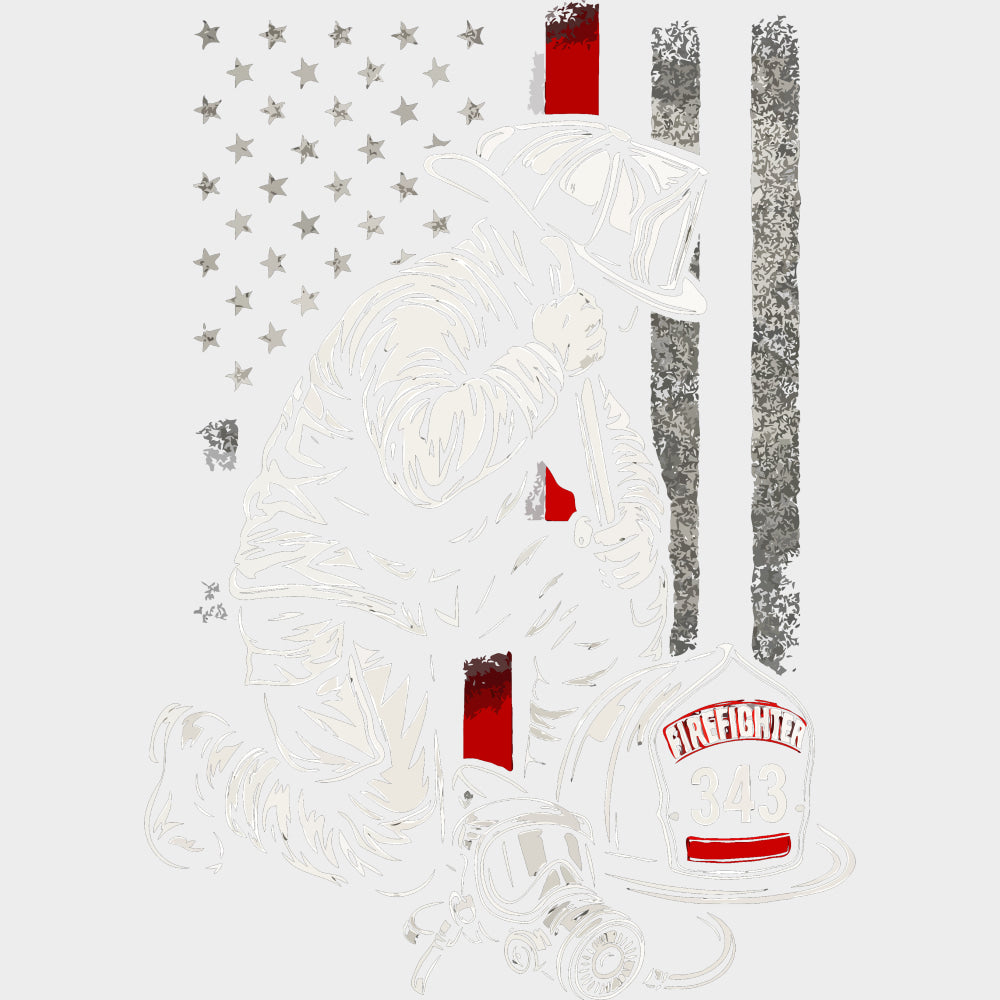 Firefighter 343 - Fire Department DTF Transfers Adult Unisex - S & M (10’’) / Light Color Design (See Imaging)