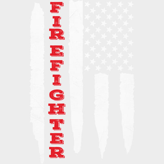 Firefighter B&W USA Flag - Fire Department DTF Transfers Adult Unisex - S & M (10’’) / Light Color Design (See Imaging)