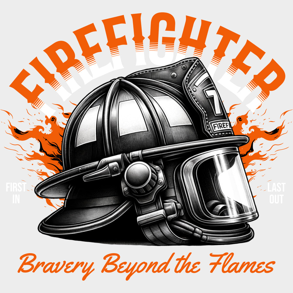 Firefighter Bravery Beyond The Flames - Fire Department DTF Transfers Adult Unisex - S & M (10’’) / Light Color Design