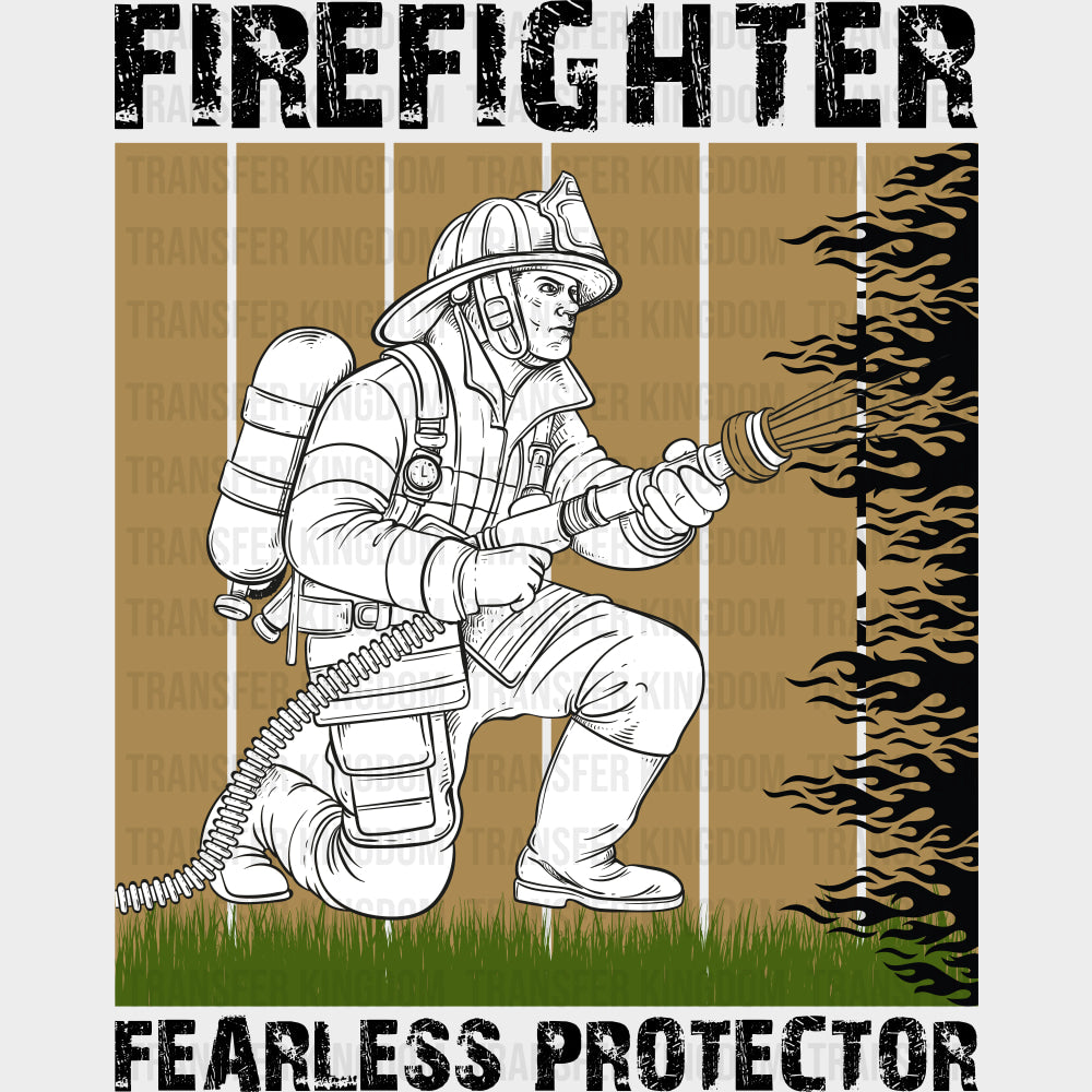 Firefighter Fearless Protector - Fire Department DTF Transfers Adult Unisex - S & M (10’’) / Dark Color Design (See