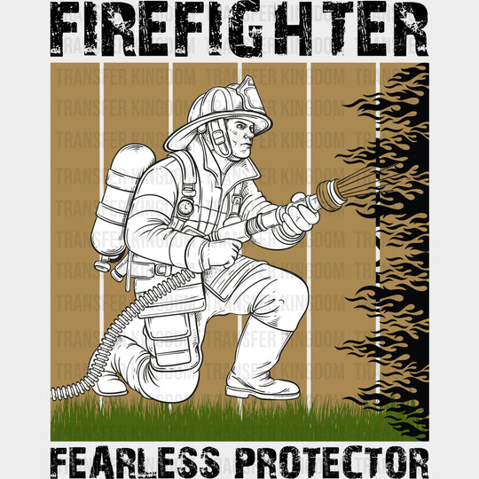Firefighter Fearless Protector - Fire Department DTF Transfers Adult Unisex - S & M (10’’) / Dark Color Design (See