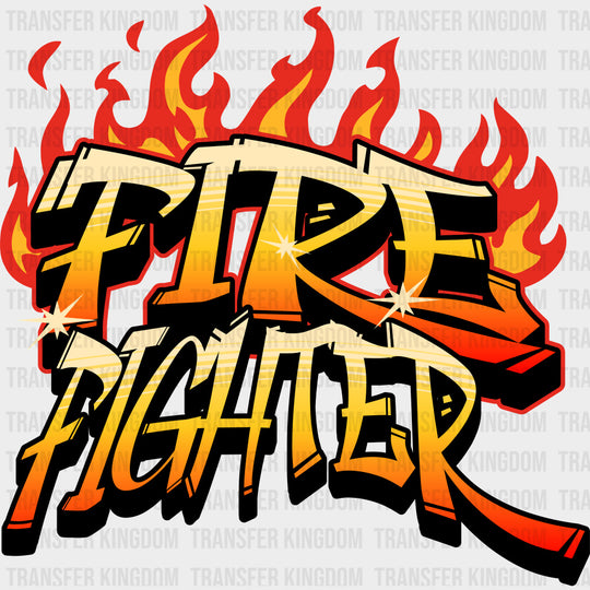 Firefighter Flame Graffiti - Fire Department DTF Transfers Adult Unisex - S & M (10’’) / Dark Color Design (See Imaging)