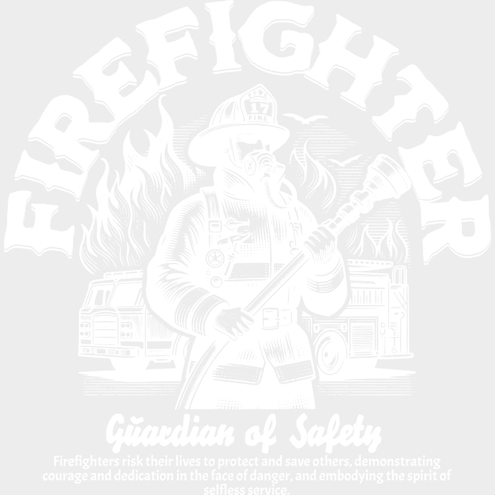 Firefighter Guardian Of Safety - Fire Department DTF Transfers Adult Unisex - S & M (10’’) / Light Color Design (See