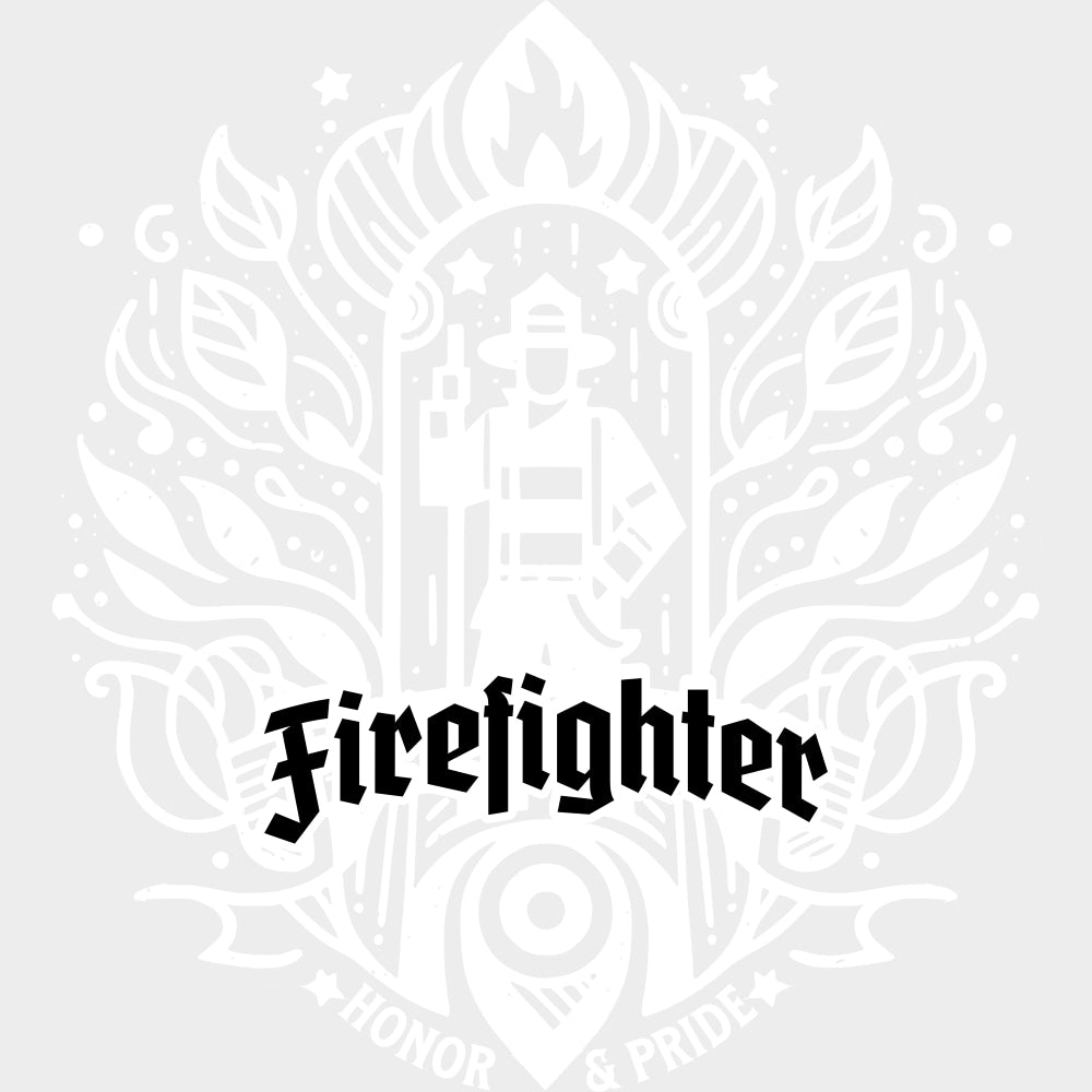 Firefighter Honor & Pride B&W - Fire Department DTF Transfers transfer-kingdom Light Color Design (See Imaging)