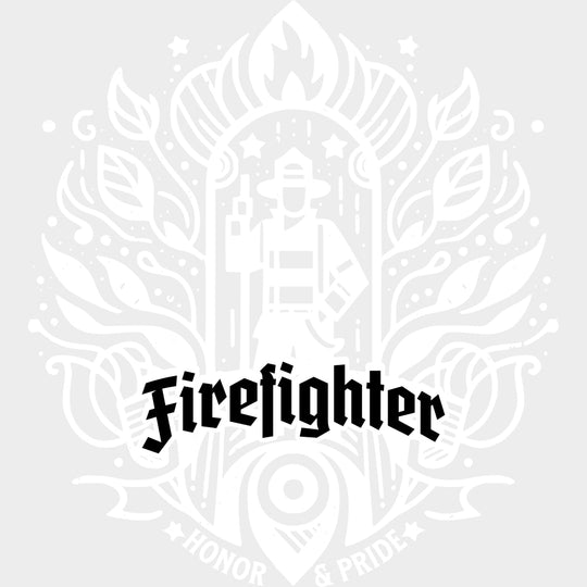 Firefighter Honor & Pride B&W - Fire Department DTF Transfers transfer-kingdom Light Color Design (See Imaging)