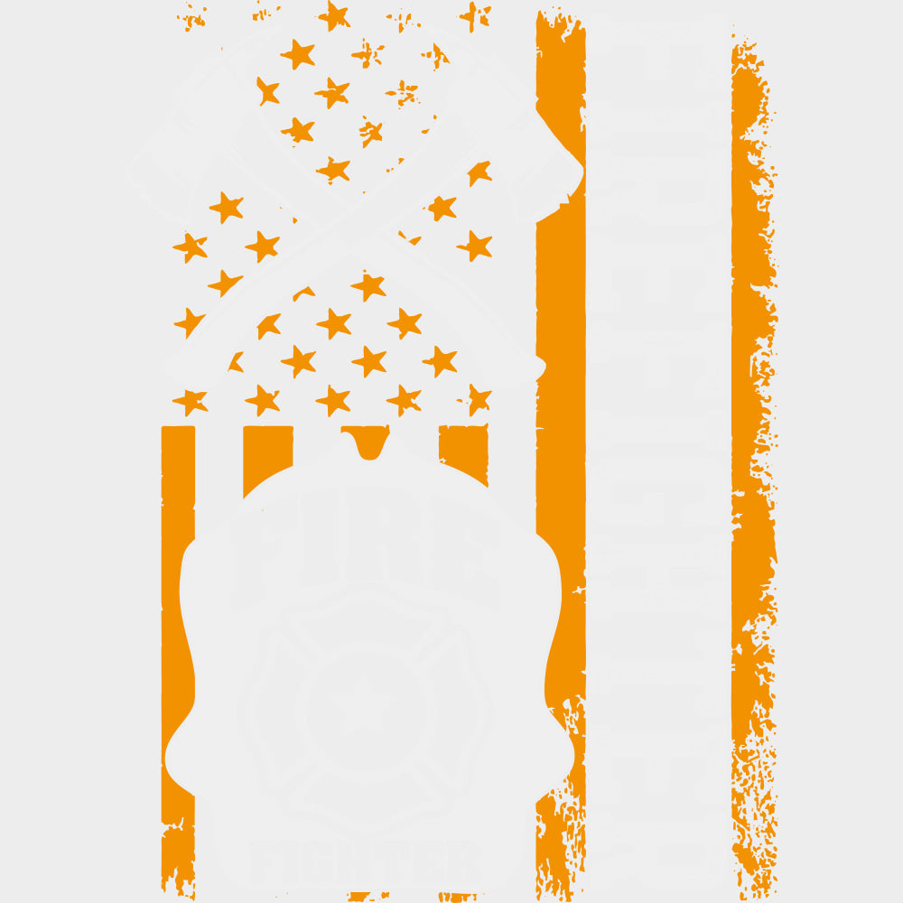 Firefighter Orange US Flag - Fire Department DTF Transfers Adult Unisex - S & M (10’’) / Light Color Design (See