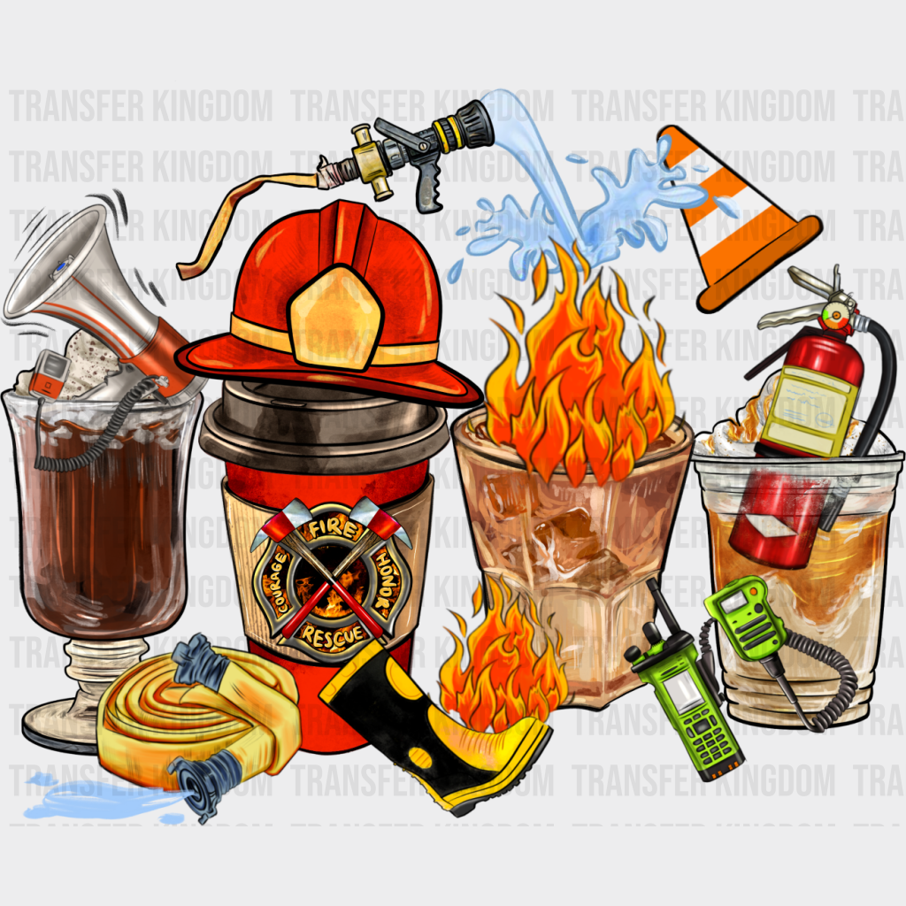 Firefighter Theme Cups - Dtf Heat Transfer