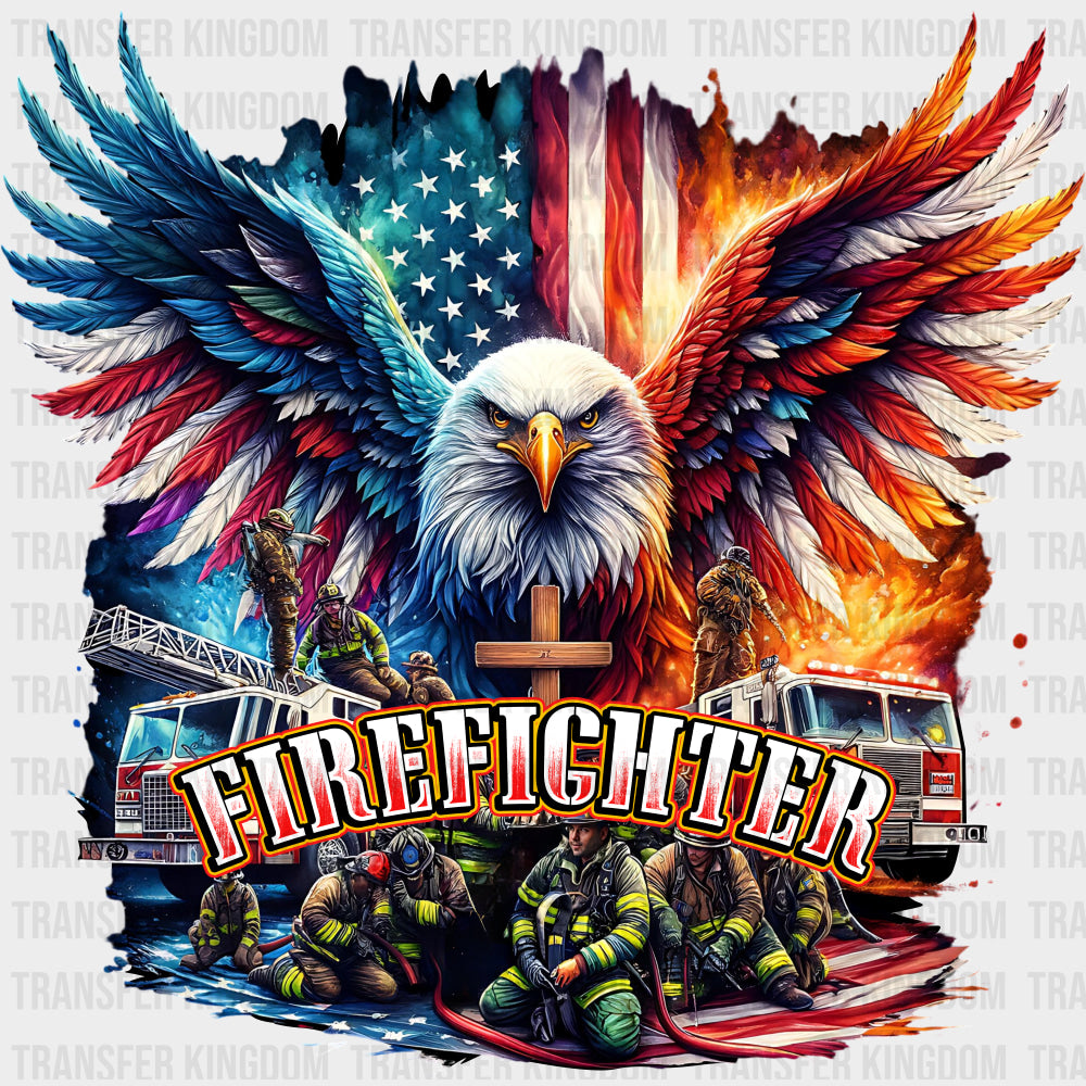 Firefighter US Flag Eagle Design - Fire Department DTF Transfers