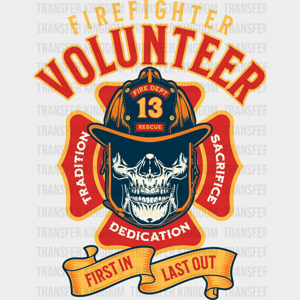 Firefighter Volunteer Skull - Fire Department DTF Transfers