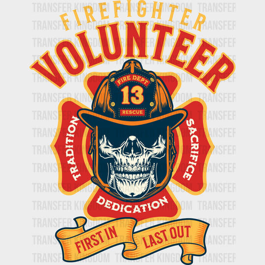 Firefighter Volunteer Skull - Fire Department DTF Transfers