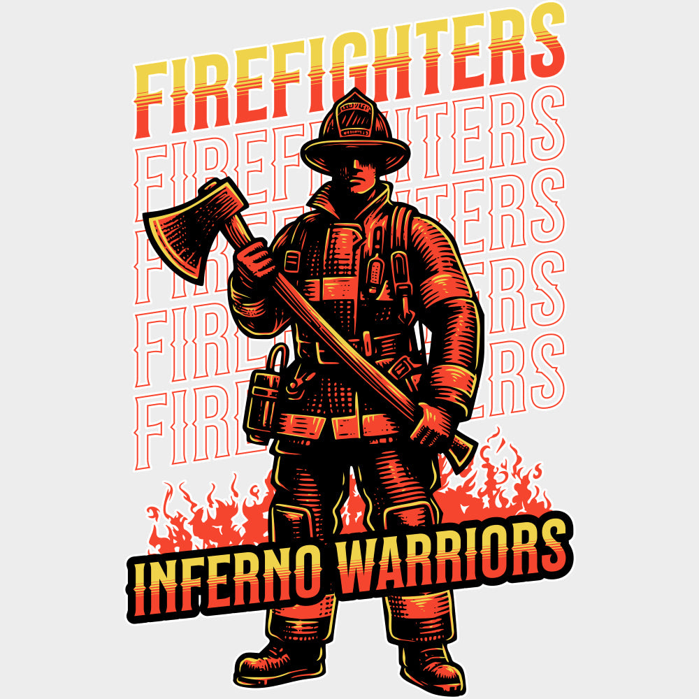 Firefighters Inferno Warriors - Fire Department DTF Transfers Adult Unisex - S & M (10’’) / Light Color Design (See