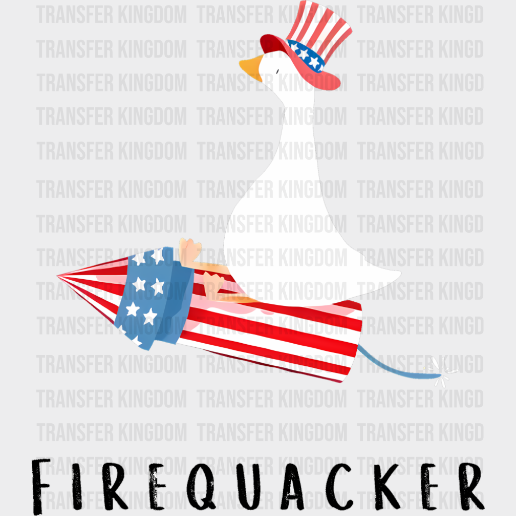 Firequacker Duck Design - 4th Of July DTF Transfer Adult Unisex - S & M (10’’) / Dark Color Design (See Imaging)