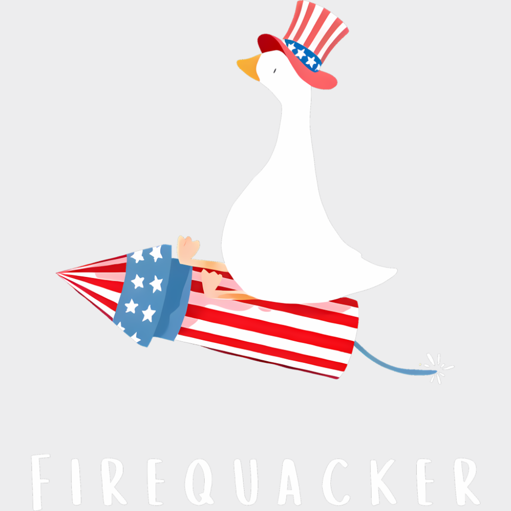 Firequacker Duck Design - 4th Of July DTF Transfer Adult Unisex - S & M (10’’) / Light Color Design (See Imaging)