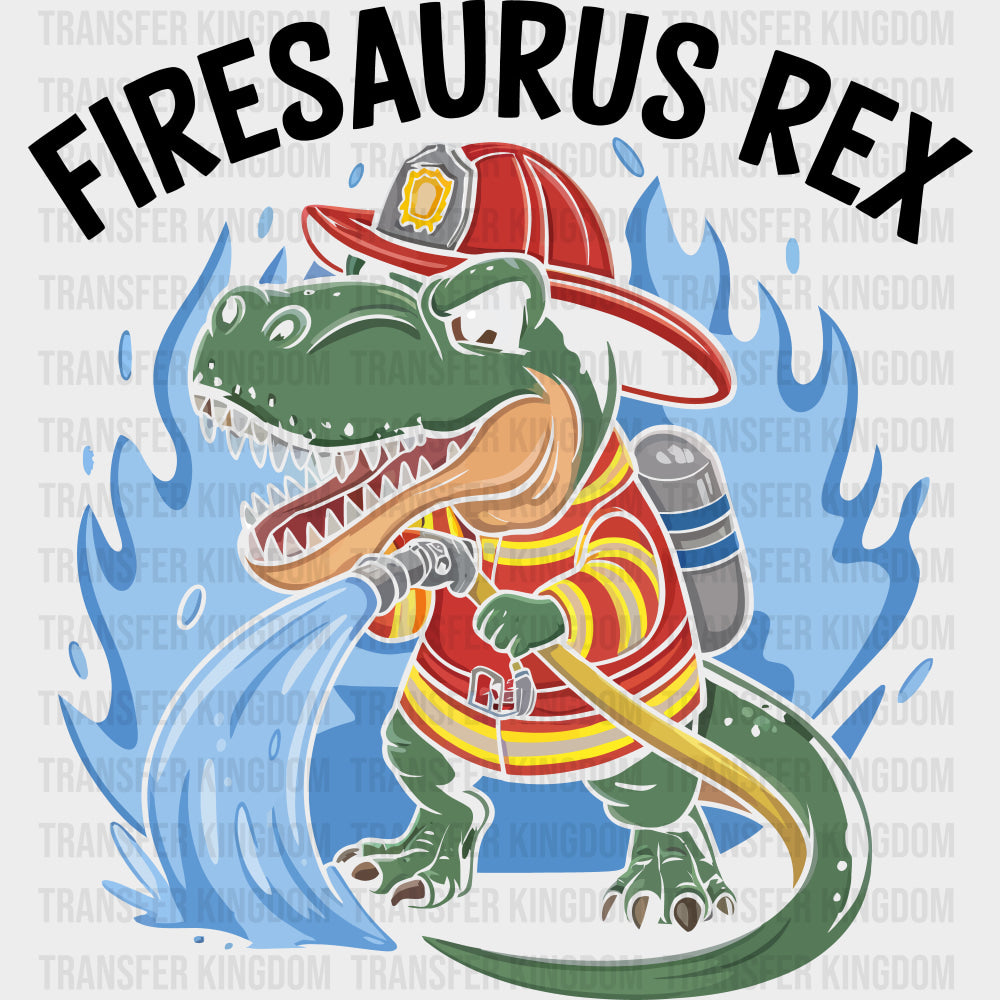 Firesaurus Rex - Fire Department DTF Transfers Adult Unisex - S & M (10’’) / Dark Color Design (See Imaging)