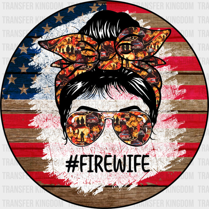 Firewife Circular US Flag Design - Fire Department DTF Transfers