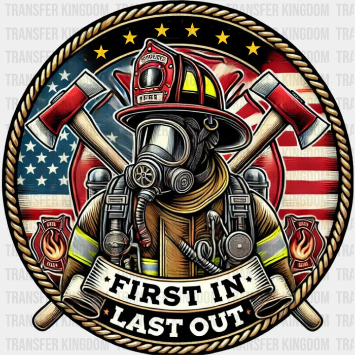 First In Last Out Circular Design - Firefighter DTF Transfer