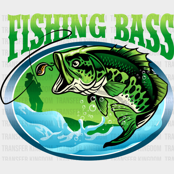 Fishing Bass, Green Design - Fishing DTF Transfers
