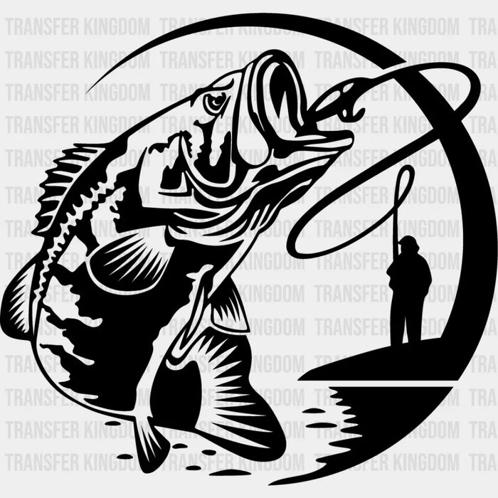 Fishing Black And White Design - Fishing DTF Transfers